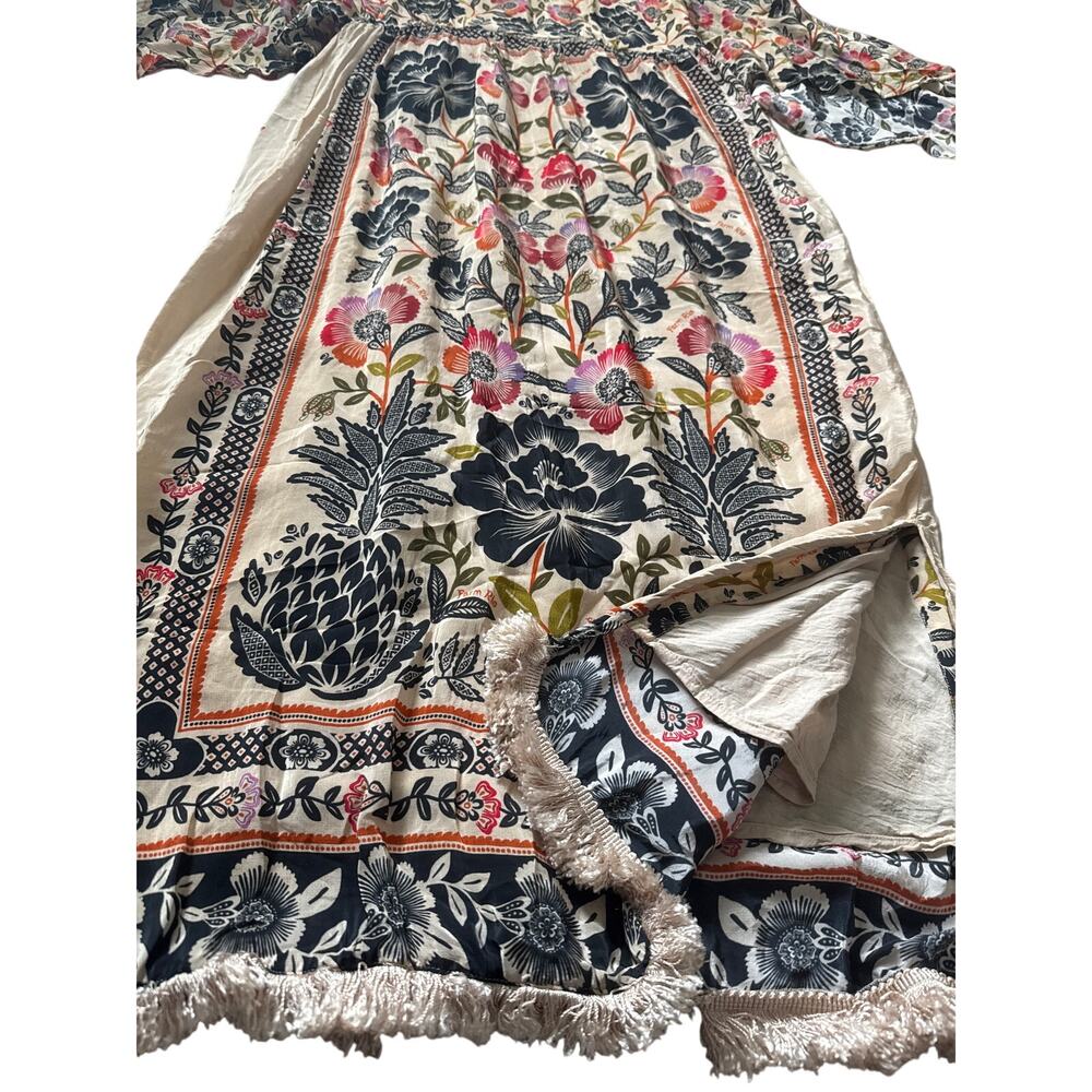 Farm Rio Romantic Garden Floral High Neck  Dramatic Sleeves Maxi Dress Size XL - Picture 10 of 15